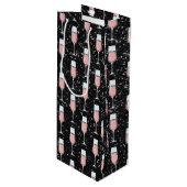 Rose Wine Pattern Wijn Cadeautas (Voorkant Gekanteld)