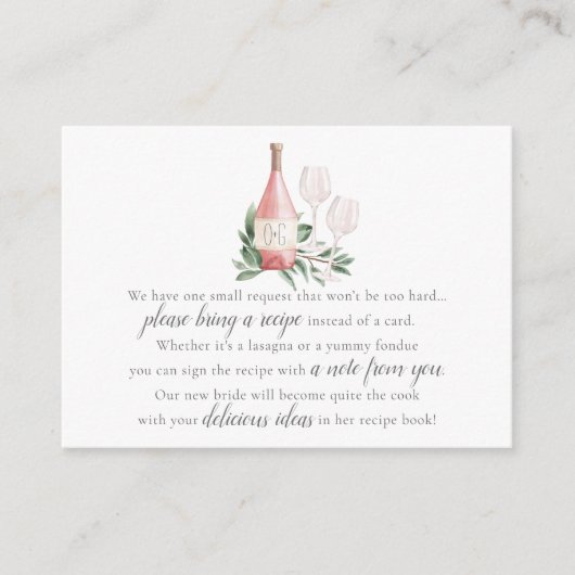 Rosé Wine Vrijgezellenfeest Recipe Request Enclosu Informatiekaartje (Voorkant)