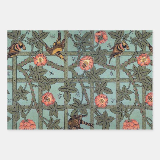 Rose with Small Bird, William Morris Inpakpapier Vel (Voorkant 3)