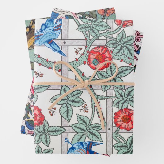 Rose with Small Bird, William Morris Inpakpapier Vel (In situ)