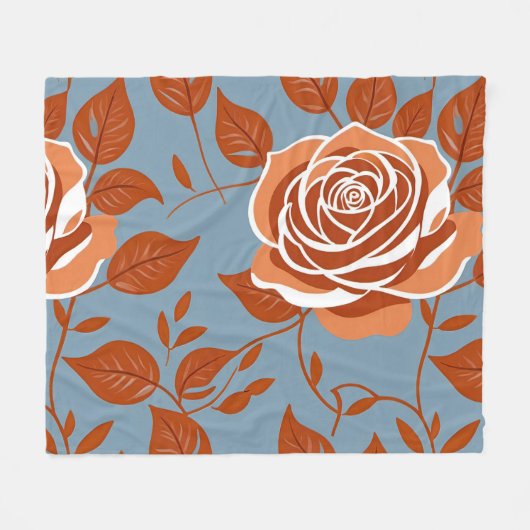 Rose With Warm Tones Of Orange And Rust Fleece Deken (Voorkant (Horizontaal))