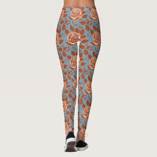 Rose With Warm Tones Of Orange And Rust Leggings (Achterkant)
