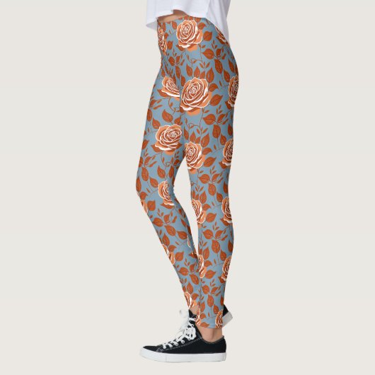 Rose With Warm Tones Of Orange And Rust Leggings (Links)