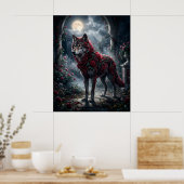 Rose Wolf Midnight Garden Poster (Keuken)