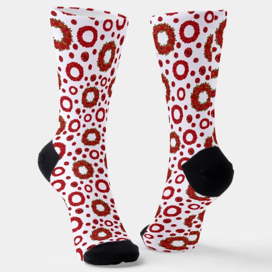 Rose Wreath Polka Pattern for Red Rose Lovers Sokken (Gebogen)