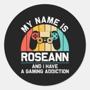 Roseann Cadeau Naam Gepersonaliseerd Grappig Gamen Ronde Sticker