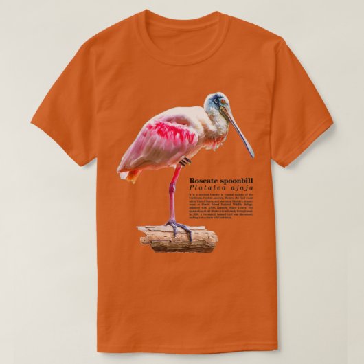 Roseate lepel vogel bij het zee t-shirt (Design voorkant)