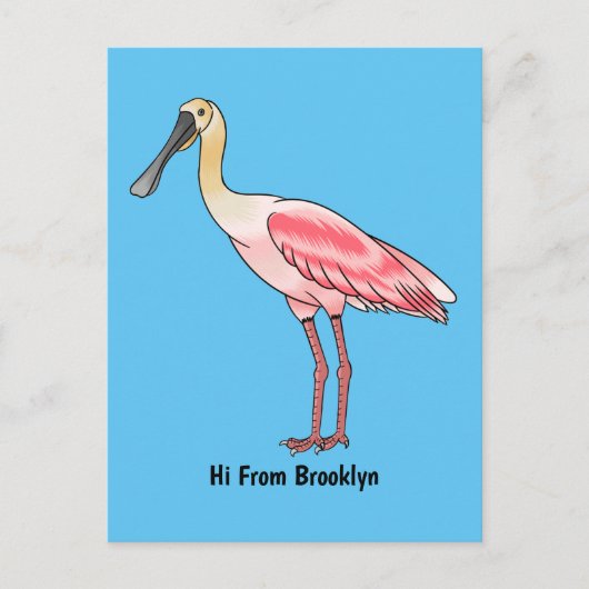 Roseate lepel vogel cartoon briefkaart (Voorkant)