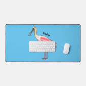 Roseate lepel vogel cartoon bureaumat (Keyboard & Muis)