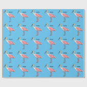 Roseate lepel vogel cartoon cadeaupapier (Vlak)