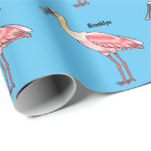 Roseate lepel vogel cartoon cadeaupapier (Rol Hoek)