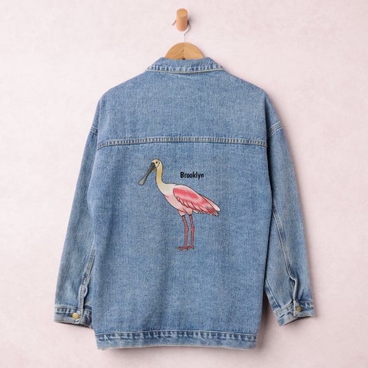 Roseate lepel vogel cartoon denim jacket (Hangar)