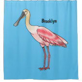 Roseate lepel vogel cartoon douchegordijn (Voorkant)