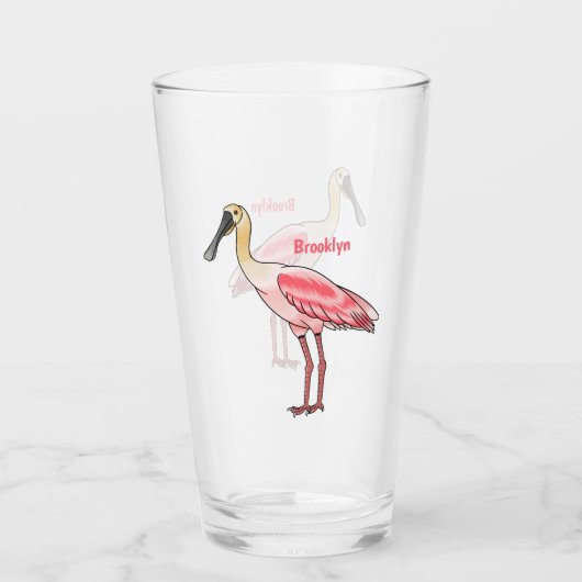 Roseate lepel vogel cartoon glas (Voorkant)