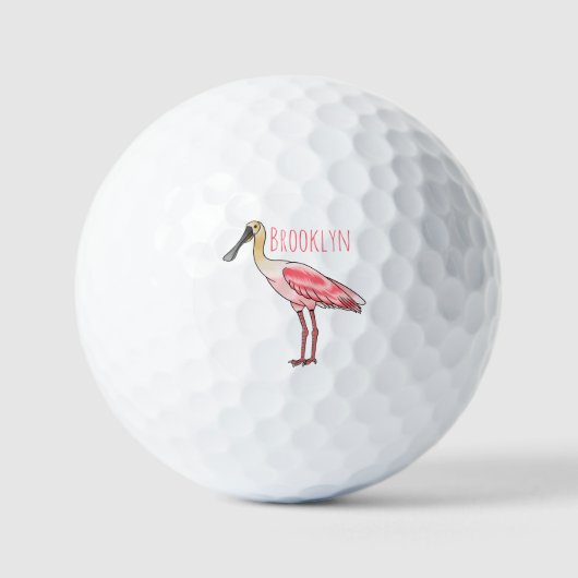 Roseate lepel vogel cartoon golfballen (Voorkant)