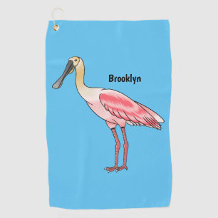 Roseate lepel vogel cartoon golfhanddoek