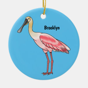 Roseate lepel vogel cartoon keramisch ornament