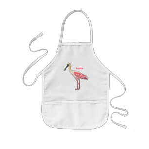 Roseate lepel vogel cartoon kinder schort