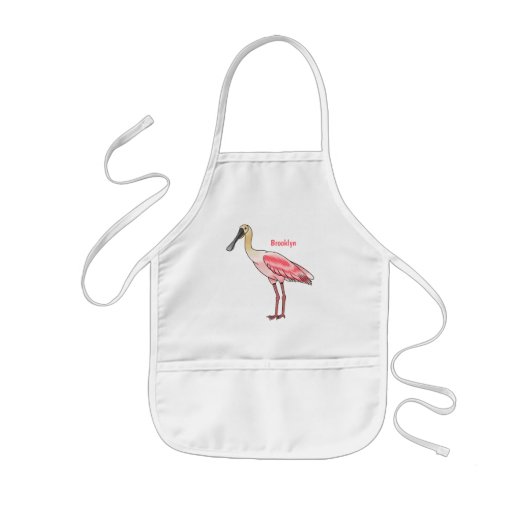 Roseate lepel vogel cartoon kinder schort (Voorkant)