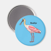Roseate lepel vogel cartoon magneet (Voorkant / Achterkant)