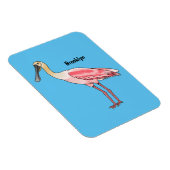 Roseate lepel vogel cartoon magneet (Rechterzijde)