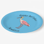 Roseate lepel vogel cartoon papieren bordje (Gekanteld)