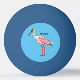 Roseate lepel vogel cartoon pingpongbal