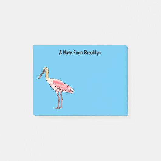 Roseate lepel vogel cartoon post-it® notes (Voorkant)