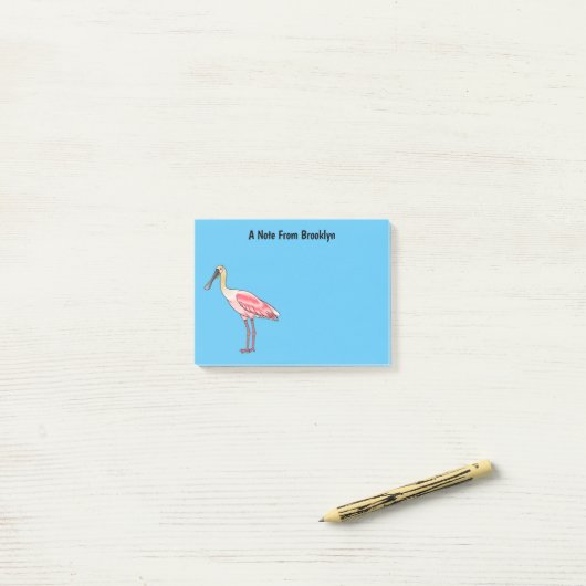 Roseate lepel vogel cartoon post-it® notes (Op bureau)