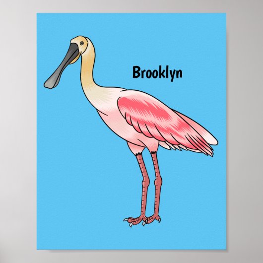 Roseate lepel vogel cartoon poster (Voorkant)