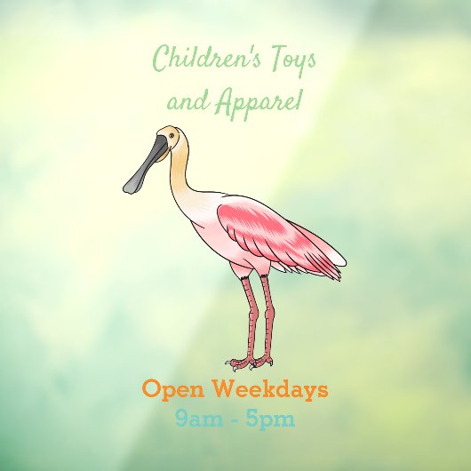 Roseate lepel vogel cartoon raamsticker (Vel 3)