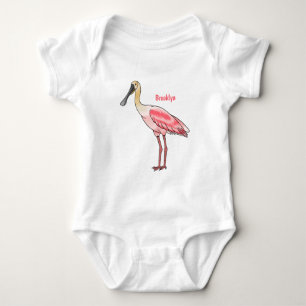 Roseate lepel vogel cartoon romper