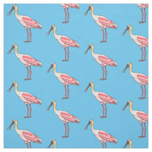 Roseate lepel vogel cartoon stof (Swatch)