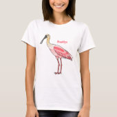 Roseate lepel vogel cartoon t-shirt (Voorkant)