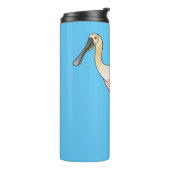 Roseate lepel vogel cartoon thermosbeker (Gedraaid links)