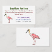 Roseate lepel vogel cartoon visitekaartje (Voorkant / Achterkant)