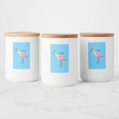 Roseate lepel vogel cartoon voedselcontainer etiket (Flessen)