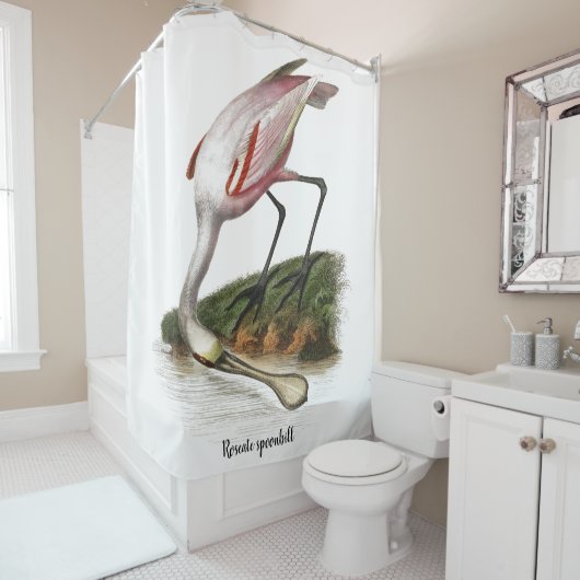 Roseate lepelaar schilderij Klein Douchegordijn (In situ)