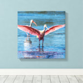 Roseate Spoonbill 12 x 12 inch Wrapped Canvas (Insitu (Houten vloer))