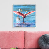 Roseate Spoonbill 12 x 12 inch Wrapped Canvas (Insitu (Woonkamer))