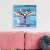 Roseate Spoonbill 12 x 12 inch Wrapped Canvas Afdruk (Insitu (Woonkamer))