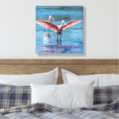 Roseate Spoonbill 12 x 12 inch Wrapped Canvas Afdruk (Insitu (Slaapkamer))