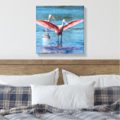 Roseate Spoonbill 12 x 12 inch Wrapped Canvas Afdruk (Insitu (Slaapkamer))