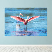 ROSEATE SPOONBILL 60 X 40 WRAPPED CANVAS PRINT (Insitu (Houten vloer))