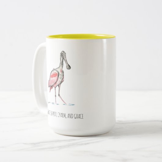 Roseate Spoonbill Affirmations Two-Tone Coffee Mok (Voorkant links)