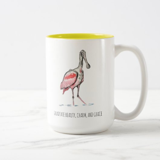 Roseate Spoonbill Affirmations Two-Tone Coffee Mok (Rechts)