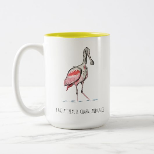 Roseate Spoonbill Affirmations Two-Tone Coffee Mok (Links)