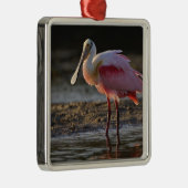 Roseate Spoonbill, Ajaia ajaja, Ding Darling Metalen Ornament (Rechts)