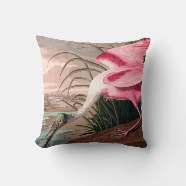 Roseate Spoonbill Audubon Bird Wildlife Kussen (Voorkant)