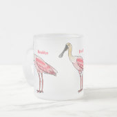 Roseate spoonbill bird cartoon illustration  matglas koffiemok (Voorkant links)